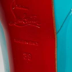 Pre Owned Christian Louboutin Green Patent Leather Bianca Platform Pumps Size 38