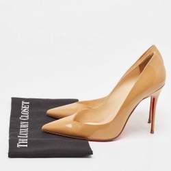Pre Owned Christian Louboutin Beige Patent Corneille Pumps Size 39.5