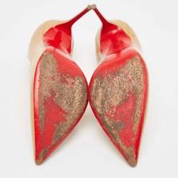 Pre Owned Christian Louboutin Beige Patent Corneille Pumps Size 39.5