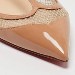 Christian Louboutin Beige Patent and Mesh Ballet Flats Size 39