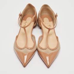 Christian Louboutin Beige Patent and Mesh Ballet Flats Size 39