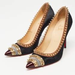 مملوكة مسبقًا Christian Louboutin Black Calf Hair and Leather Malabar Hill Pumps Size 36
