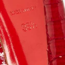 Pre Owned Christian Louboutin Red Python Leather Lady Peep  Pumps Size 36.5