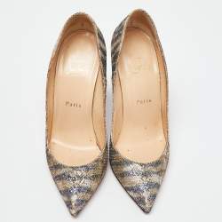 Pre Owned Christian Louboutin Gold/Silver Glitter Sirene Pigalle Follies Pumps Size 38