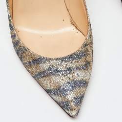 Pre Owned Christian Louboutin Gold/Silver Glitter Sirene Pigalle Follies Pumps Size 38