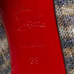 Pre Owned Christian Louboutin Gold/Silver Glitter Sirene Pigalle Follies Pumps Size 38