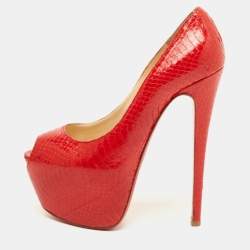 Christian Louboutin Red Python Highness Pumps Size 37.5