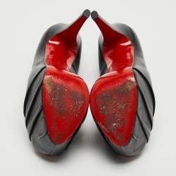 Pre Owned Christian Louboutin Black Leather Highness Peep Toe Pumps Size 38