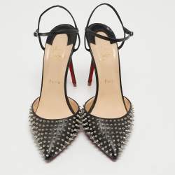 Pre Owned Christian Louboutin Black Leather Baila Ankle Strap Pumps Size 40