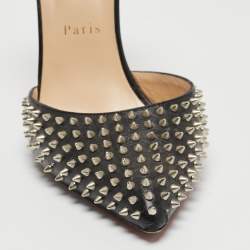 Pre Owned Christian Louboutin Black Leather Baila Ankle Strap Pumps Size 40
