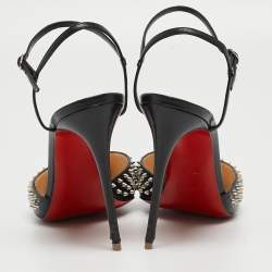 Pre Owned Christian Louboutin Black Leather Baila Ankle Strap Pumps Size 40