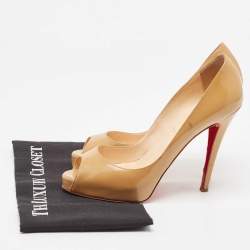 Christian Louboutin Beige Patent Leather Very Prive Pumps Size 39.5