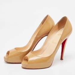 Christian Louboutin Beige Patent Leather Very Prive Pumps Size 39.5