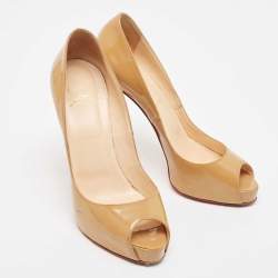 Christian Louboutin Beige Patent Leather Very Prive Pumps Size 39.5