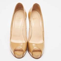 Christian Louboutin Beige Patent Leather Very Prive Pumps Size 39.5