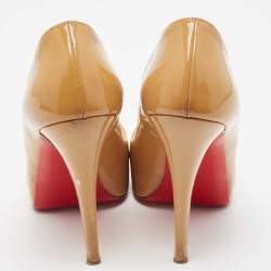 Christian Louboutin Beige Patent Leather Very Prive Pumps Size 39.5