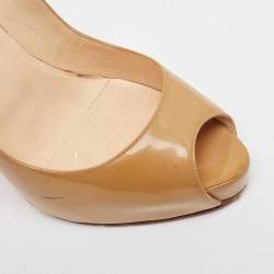 Christian Louboutin Beige Patent Leather Very Prive Pumps Size 39.5