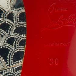 Christian Louboutin Silver Scaled Sequins and Leather Poseidon Pumps Size 38