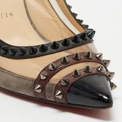 Christian Louboutin Tricolor Suede and PVC Paulina Slingback Pumps Size 39