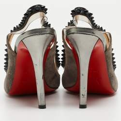 Christian Louboutin Tricolor Suede and PVC Paulina Slingback Pumps Size 39