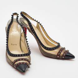 Christian Louboutin Tricolor Suede and PVC Paulina Slingback Pumps Size 39