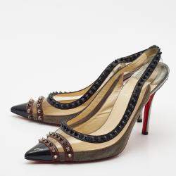 Christian Louboutin Tricolor Suede and PVC Paulina Slingback Pumps Size 39
