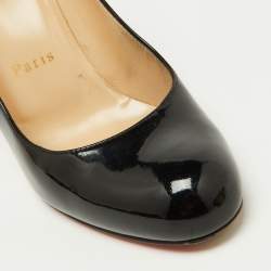 Pre Owned Christian Louboutin Black Patent Leather Simple Pumps Size 36.5