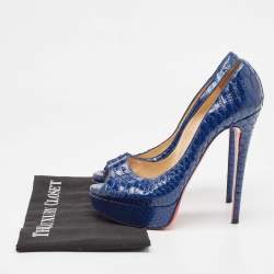 Christian Louboutin Blue Python Lady Peep Pumps Size 39.5