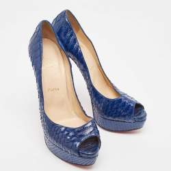 Christian Louboutin Blue Python Lady Peep Pumps Size 39.5