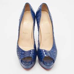 Christian Louboutin Blue Python Lady Peep Pumps Size 39.5