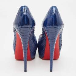 Christian Louboutin Blue Python Lady Peep Pumps Size 39.5