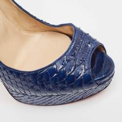 Christian Louboutin Blue Python Lady Peep Pumps Size 39.5