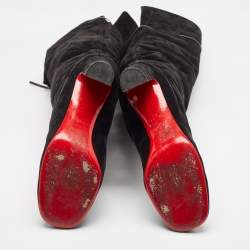 Christian Louboutin Black Suede Riding Over The Knee Length Boots Size 40