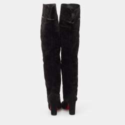 Christian Louboutin Black Suede Riding Over The Knee Length Boots Size 40