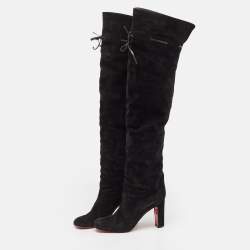 Christian Louboutin Black Suede Riding Over The Knee Length Boots Size 40