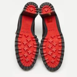 Pre Owned Christian Louboutin Black Suede And Leather Alphabouton Ankle Boots Size 40.5