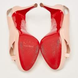 Pre Owned Christian Louboutin Pink Satin Open Toe Platform Slingback Sandals Size 39.5