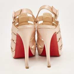 Christian Louboutin Pink Satin Paquita Ankle Strap Sandals Size 39