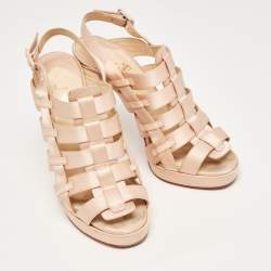 Christian Louboutin Pink Satin Paquita Ankle Strap Sandals Size 39