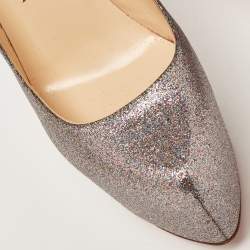 Pre Owned Christian Louboutin Silver Glitter Daffodile Pumps Size 37.5