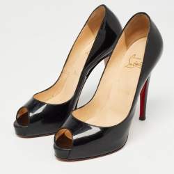 Pre Owned Christian Louboutin Black Patent Leather Very Prive Pumps Size 39