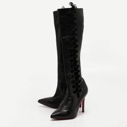 مملوكة مسبقًا Christian Louboutin Black Leather Sempre Knee Length Boots Size 37