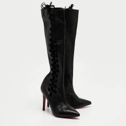 مملوكة مسبقًا Christian Louboutin Black Leather Sempre Knee Length Boots Size 37