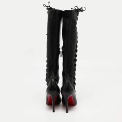 مملوكة مسبقًا Christian Louboutin Black Leather Sempre Knee Length Boots Size 37