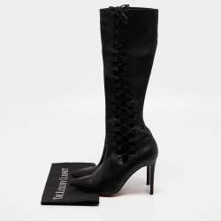 مملوكة مسبقًا Christian Louboutin Black Leather Sempre Knee Length Boots Size 37