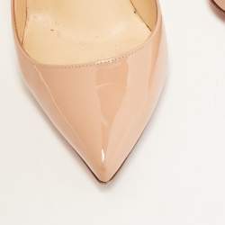 Pre Owned Christian Louboutin Beige Patent So Kate Pumps Size 38