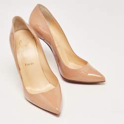 Pre Owned Christian Louboutin Beige Patent So Kate Pumps Size 38
