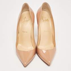 Pre Owned Christian Louboutin Beige Patent So Kate Pumps Size 38
