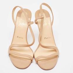 مملوكة مسبقًا Christian Louboutin Beige PVC and Leather Rosalie Sandals Size 36