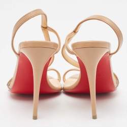 مملوكة مسبقًا Christian Louboutin Beige PVC and Leather Rosalie Sandals Size 36